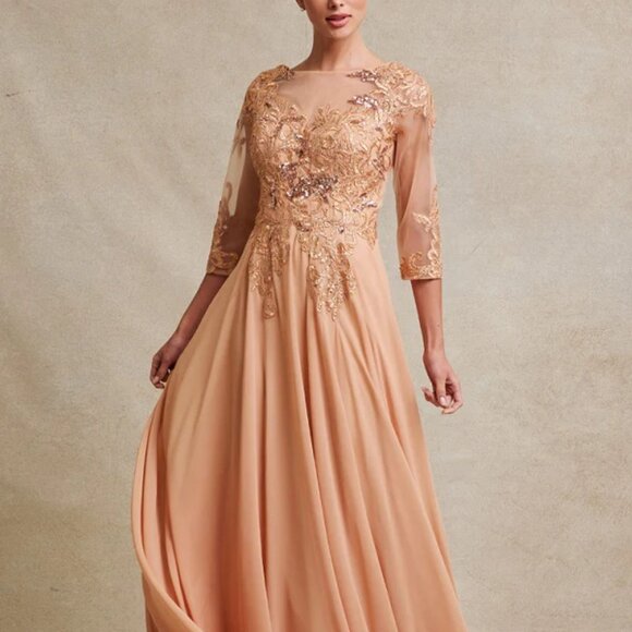 Plus size 3/4 sleeve new long a line mother of the bride,party anniversary - Picture 1 of 9